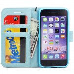 Wholesale iPhone 6 4.7 Quilted Flip PU Leather Wallet Case with Strap (Blue)